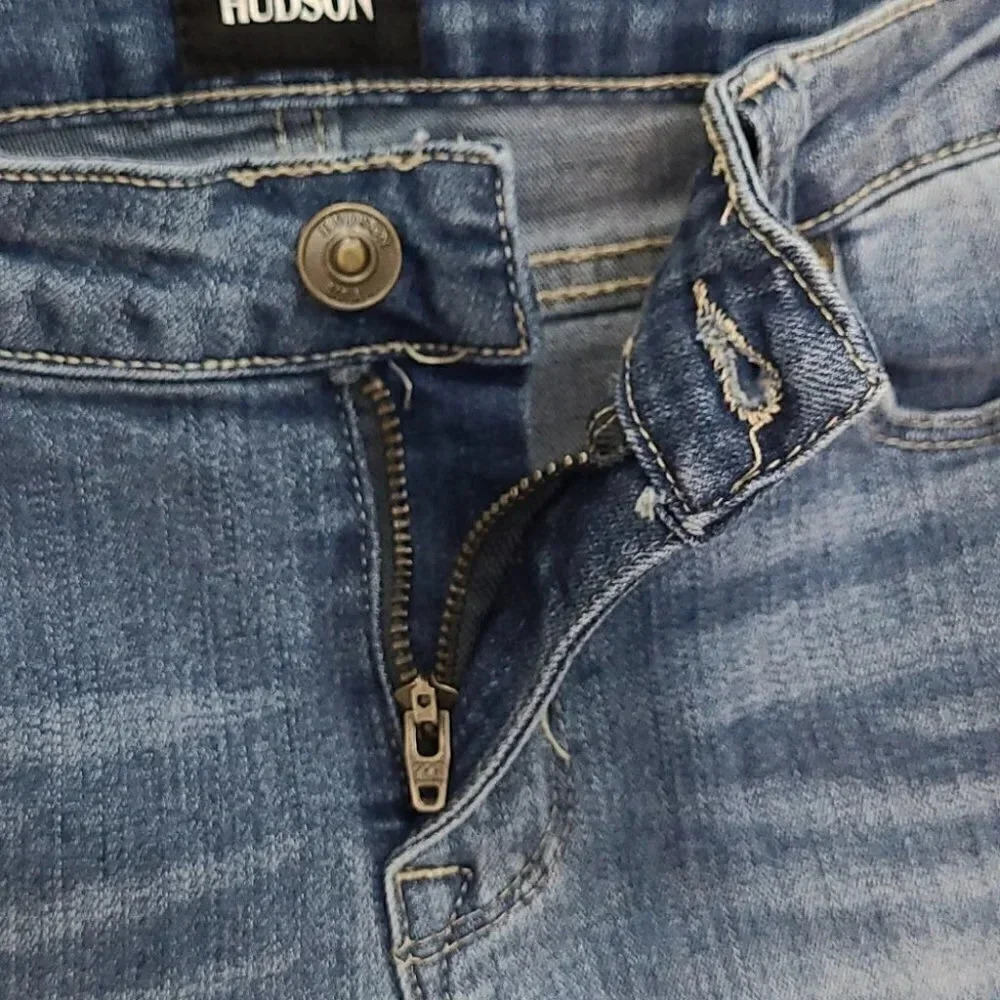 Hudson Distressed Raw Hem Denim Jeans - Picture 13 of 16